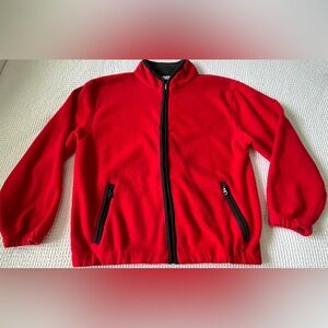 Vintage Global Gold Fleece Jacket Womens Large Red Black Trim Full Zip Pockets